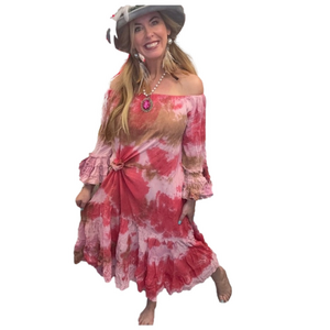 NWOT Jaded Gypsy RuffleTie-Dye Off-Shoulder Dress